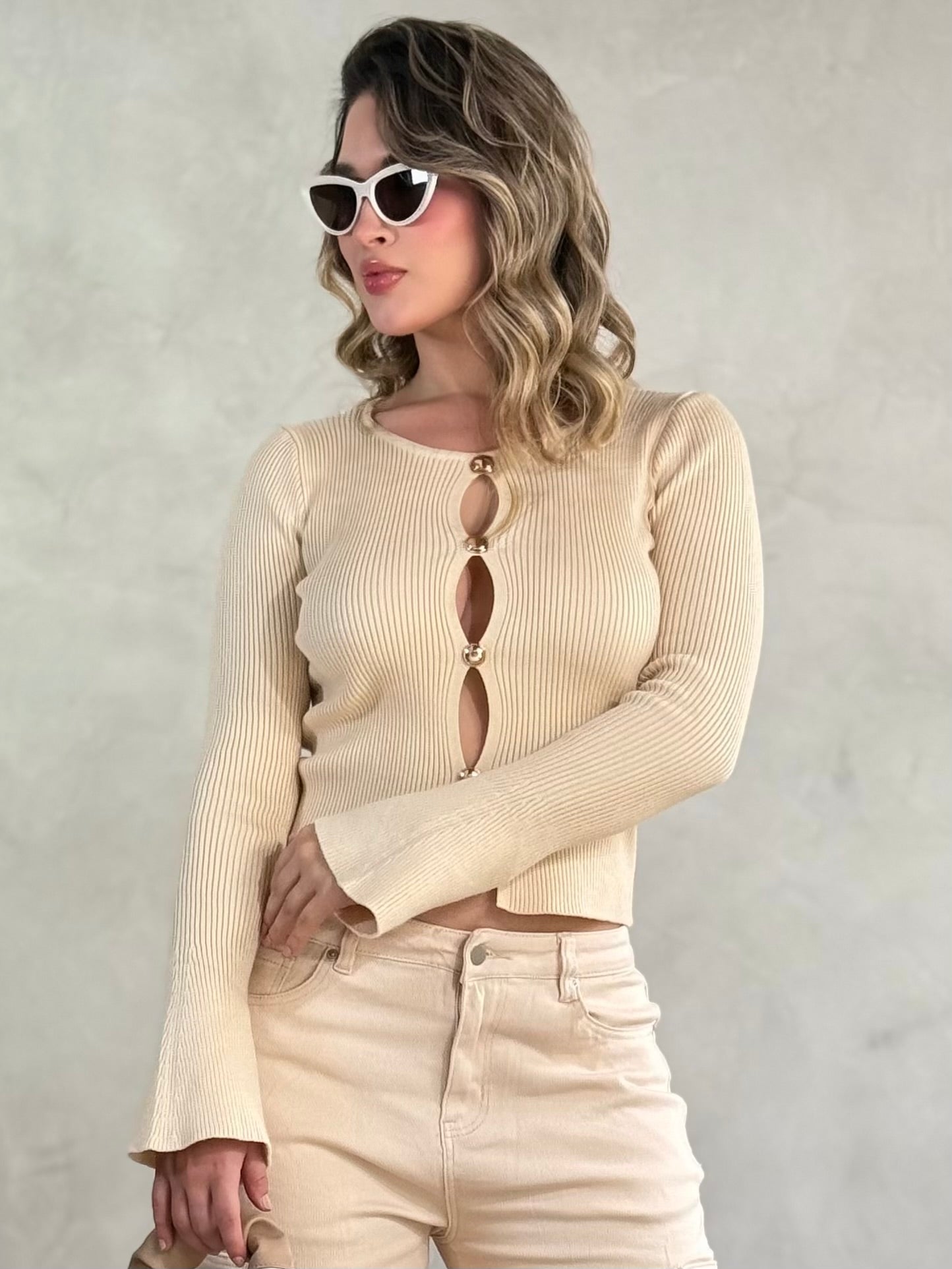 BUSO TEJIDO BOTON DORADO