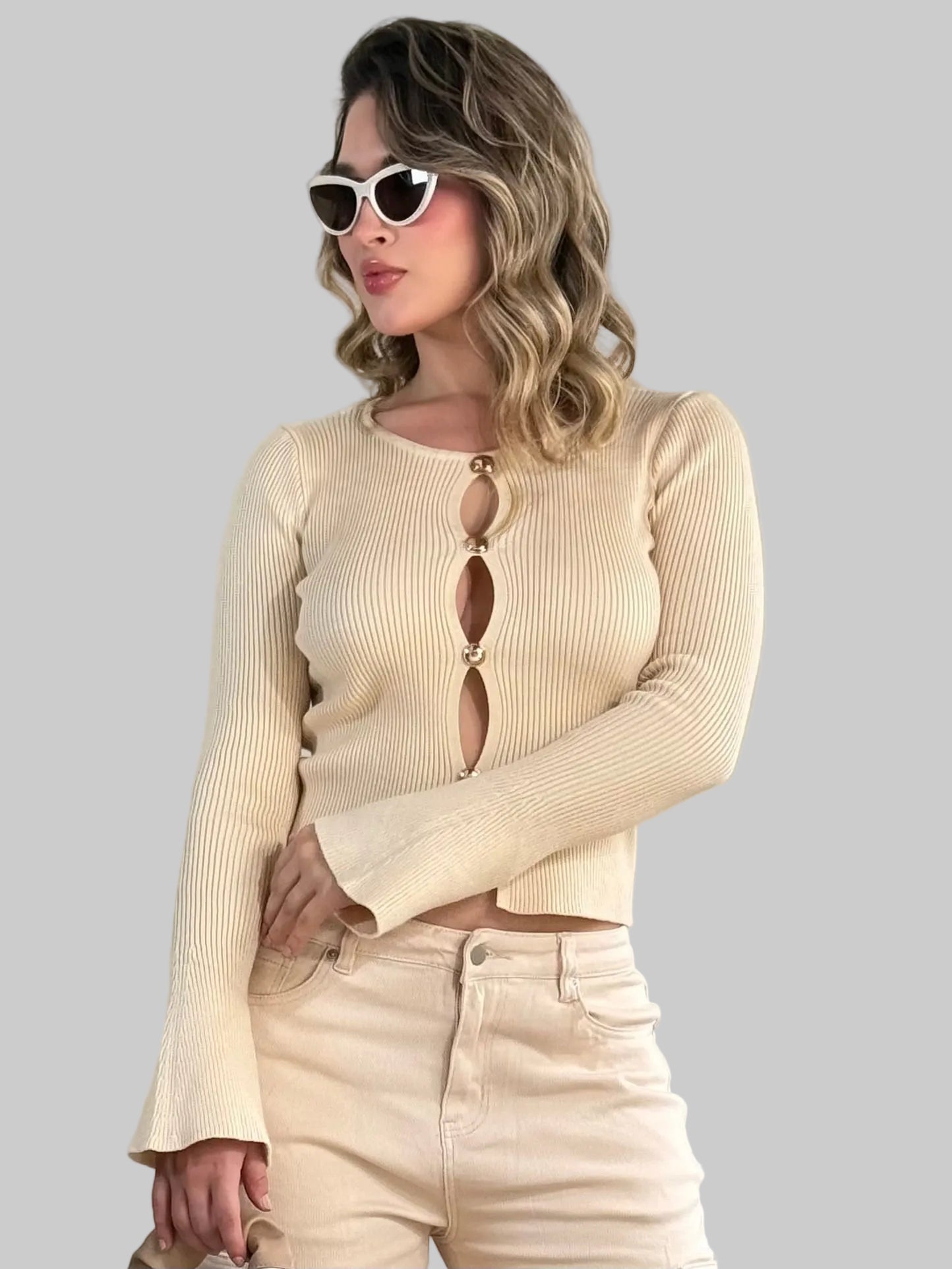 BUSO TEJIDO BOTON DORADO