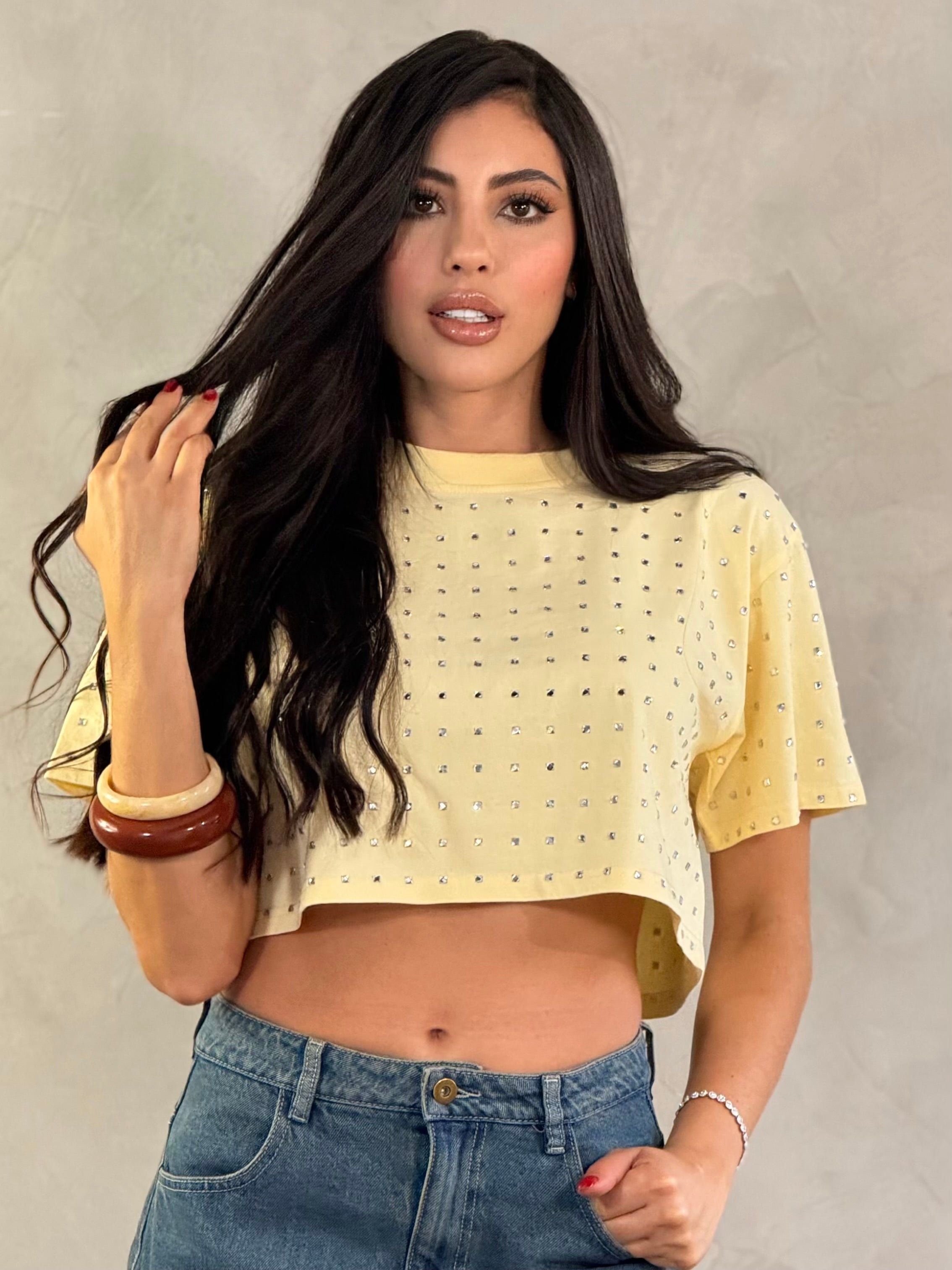 BLUSA GALITA OVERSIZE DE BRILLOS