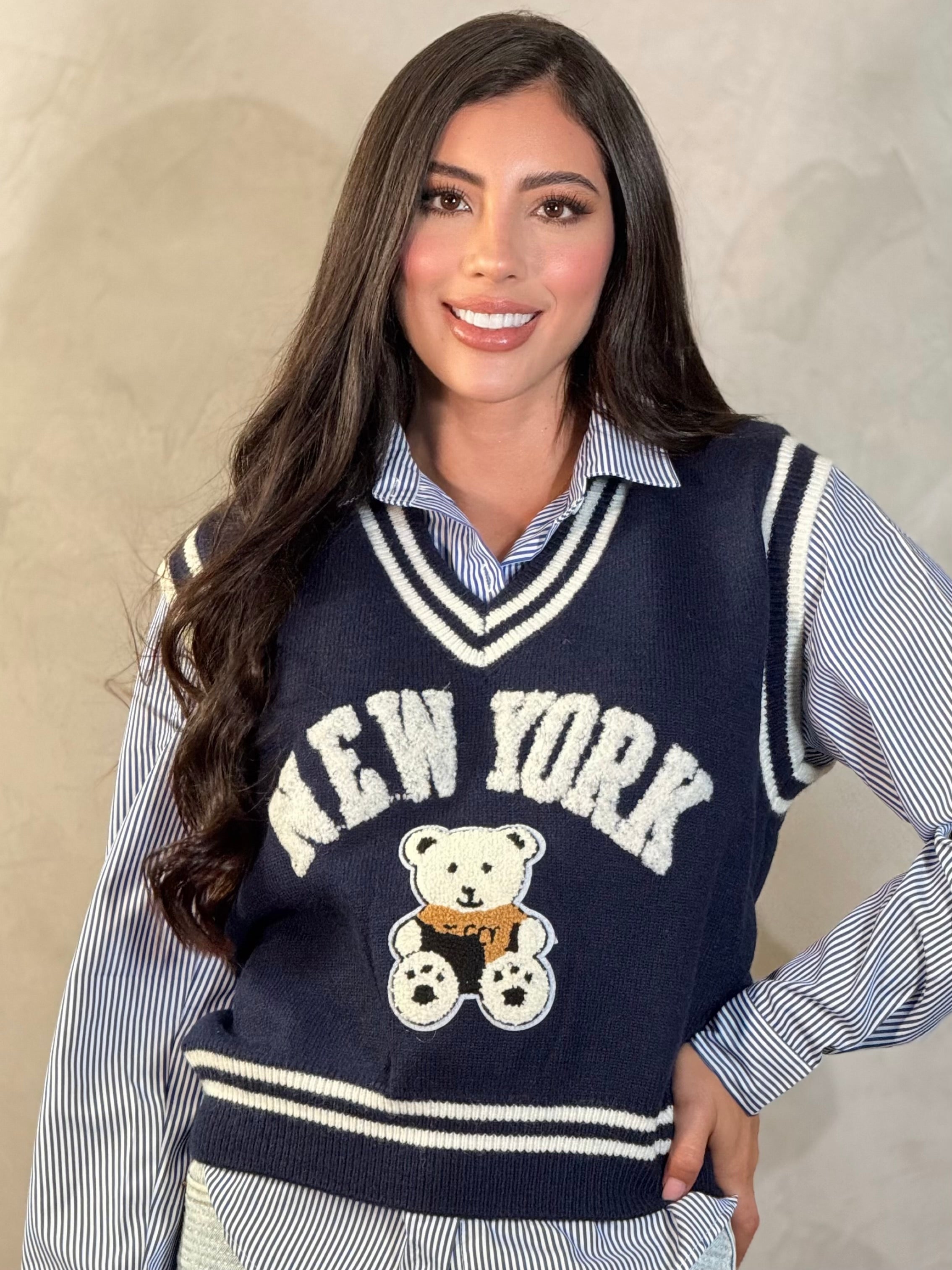 DUO CAMISA RAYAS +CHALECO TEJIDO