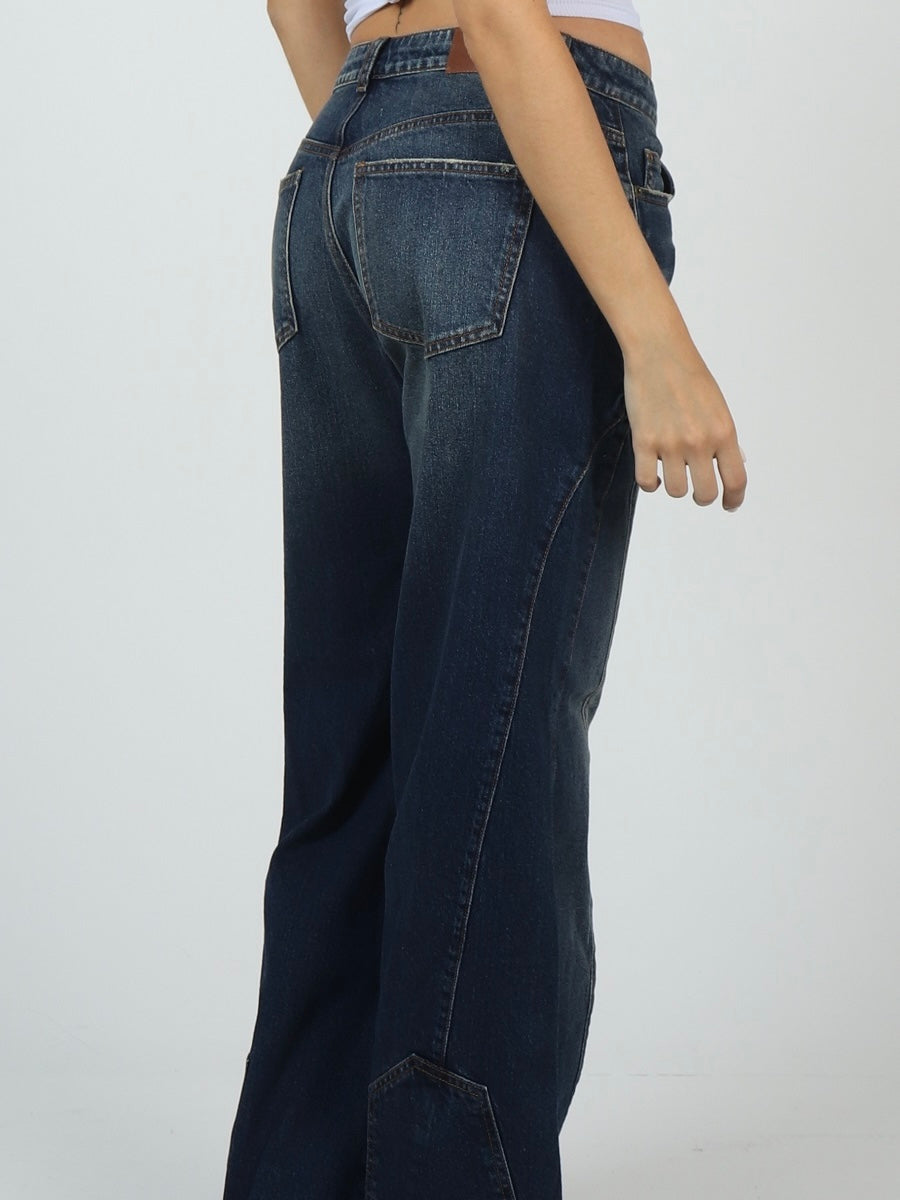 JEAN WIDE LEG CORTES Y BOLSILLOS BOTA