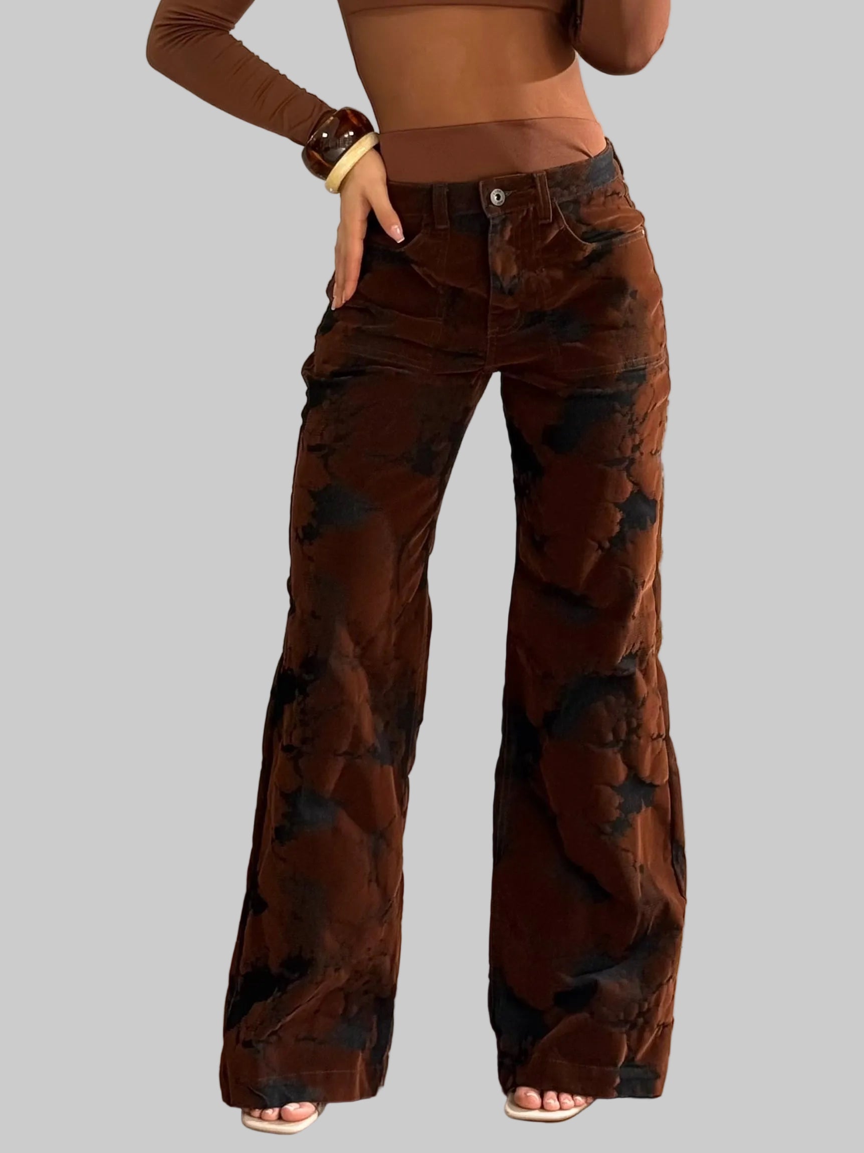 JEAN WIDE LEG VELVETIN BICOLOR COBRIZADO