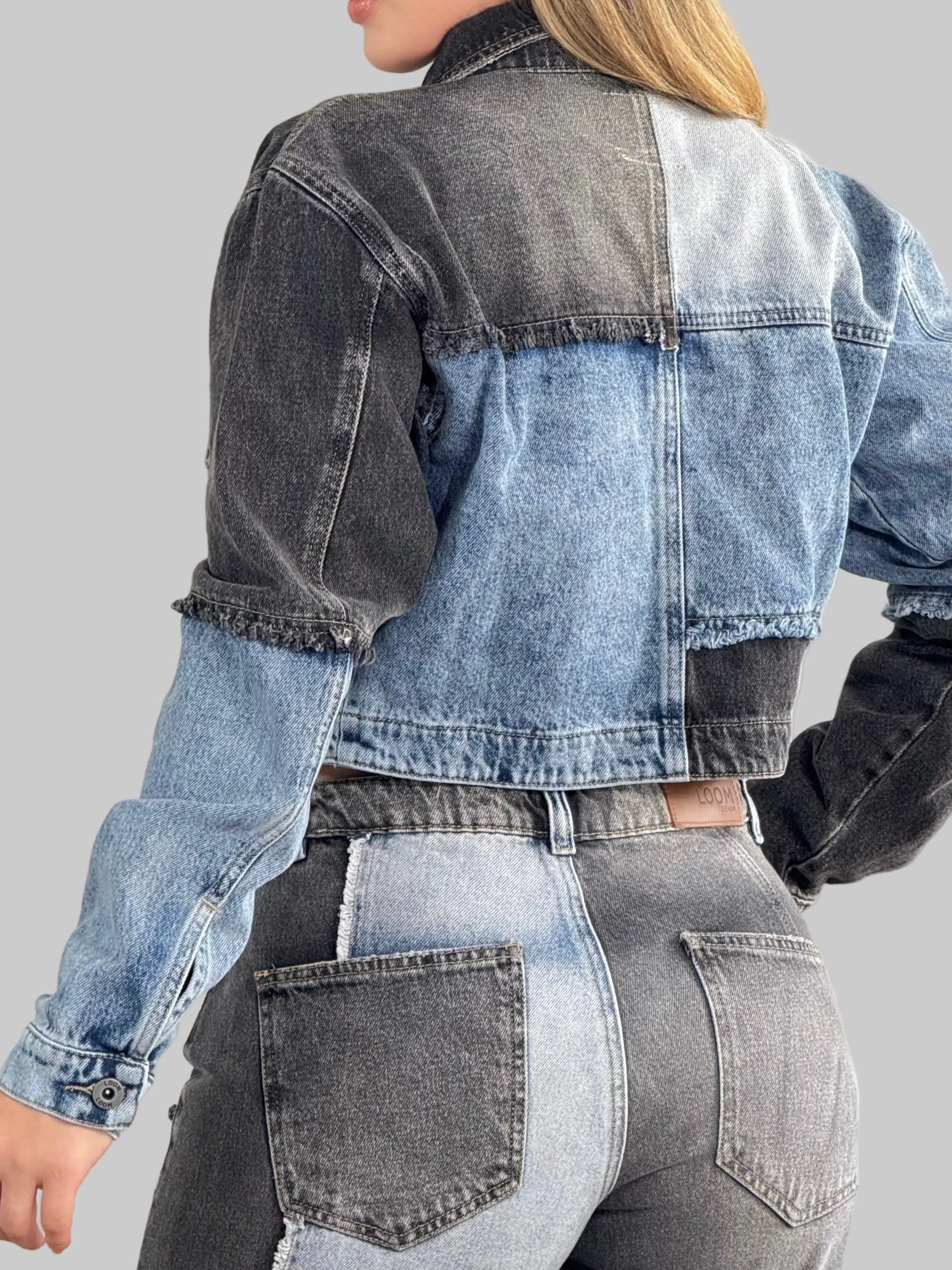 CHAQUETA BICOLOR AZUL/NEGRO