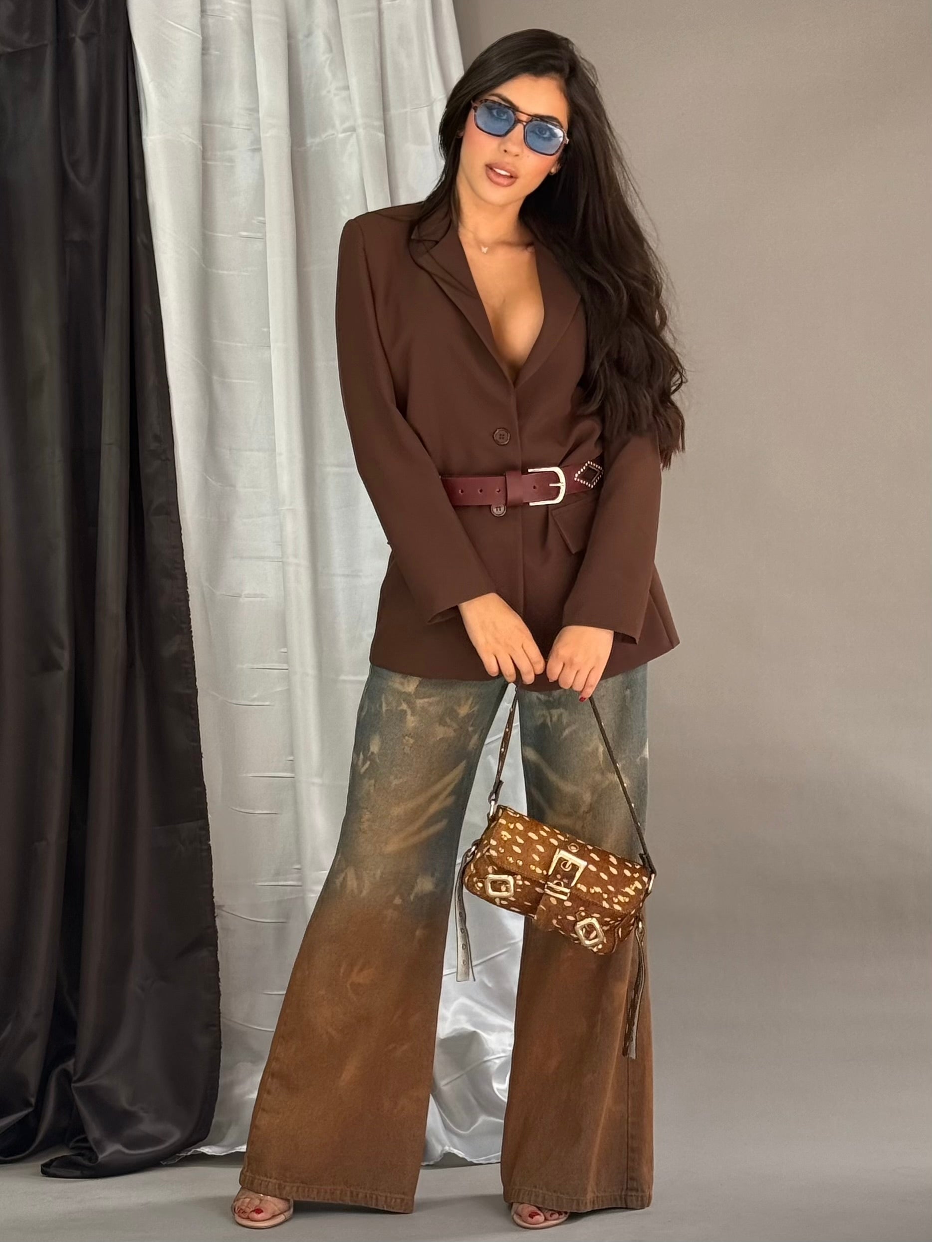 JEAN WIDE LEG TIRO BAJO  VINTAGE ORANGE AZUL