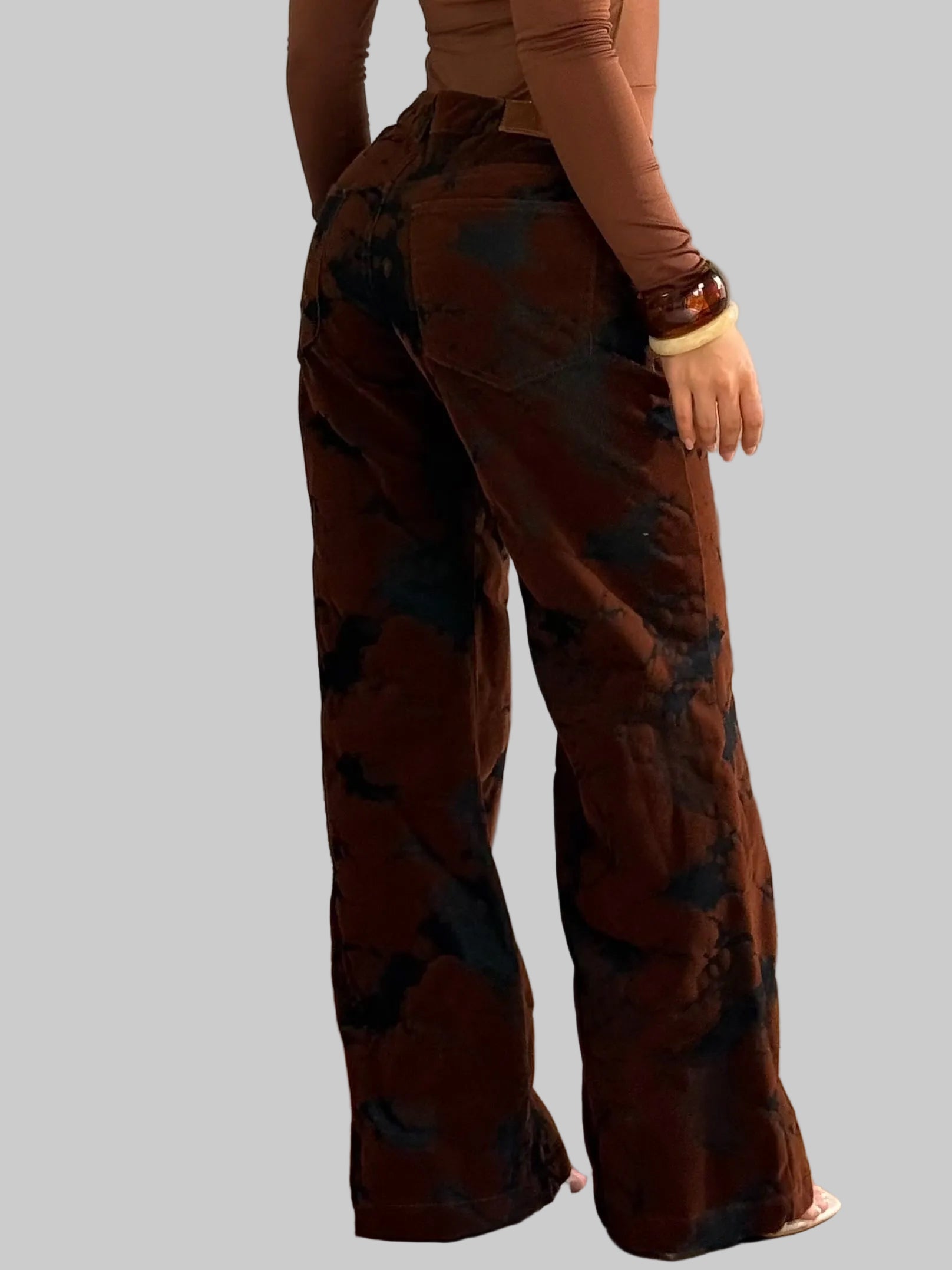 JEAN WIDE LEG VELVETIN BICOLOR COBRIZADO