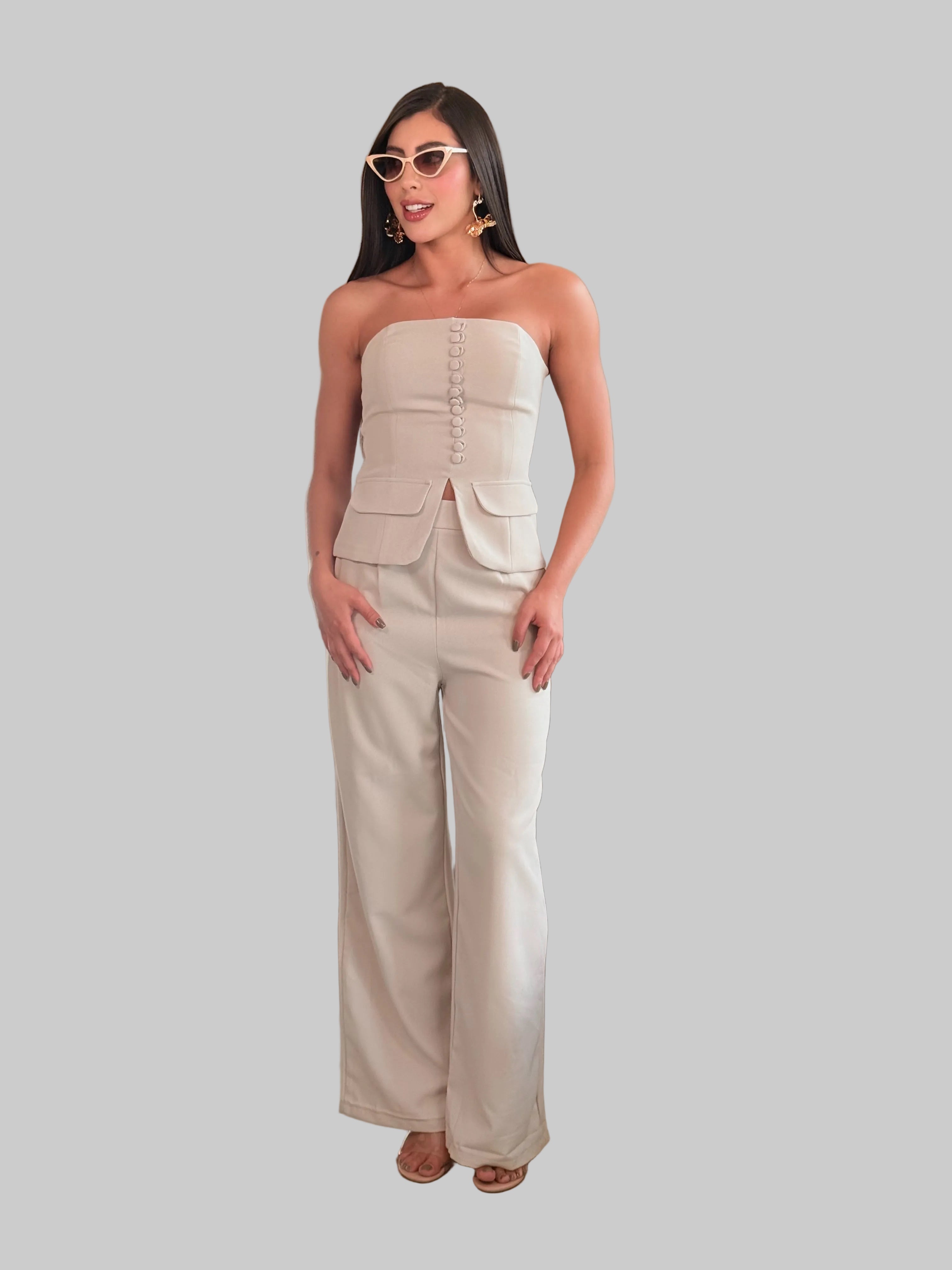 SET STRAPLESS Y PANTALON